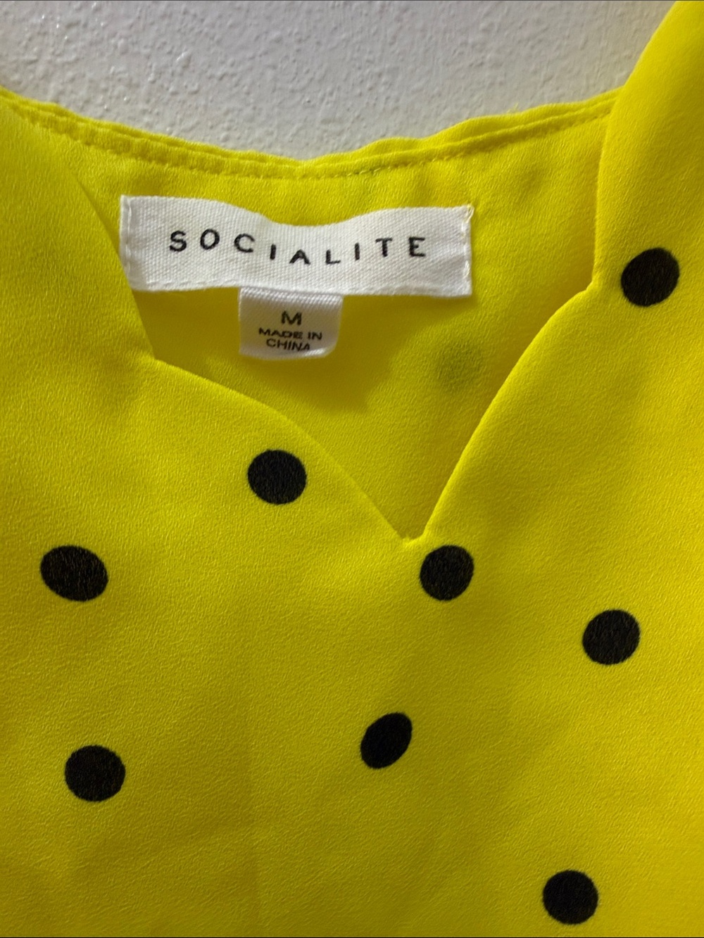 Socialite Bright Yellow Polka Dot Cami Top - Picture 2 of 3